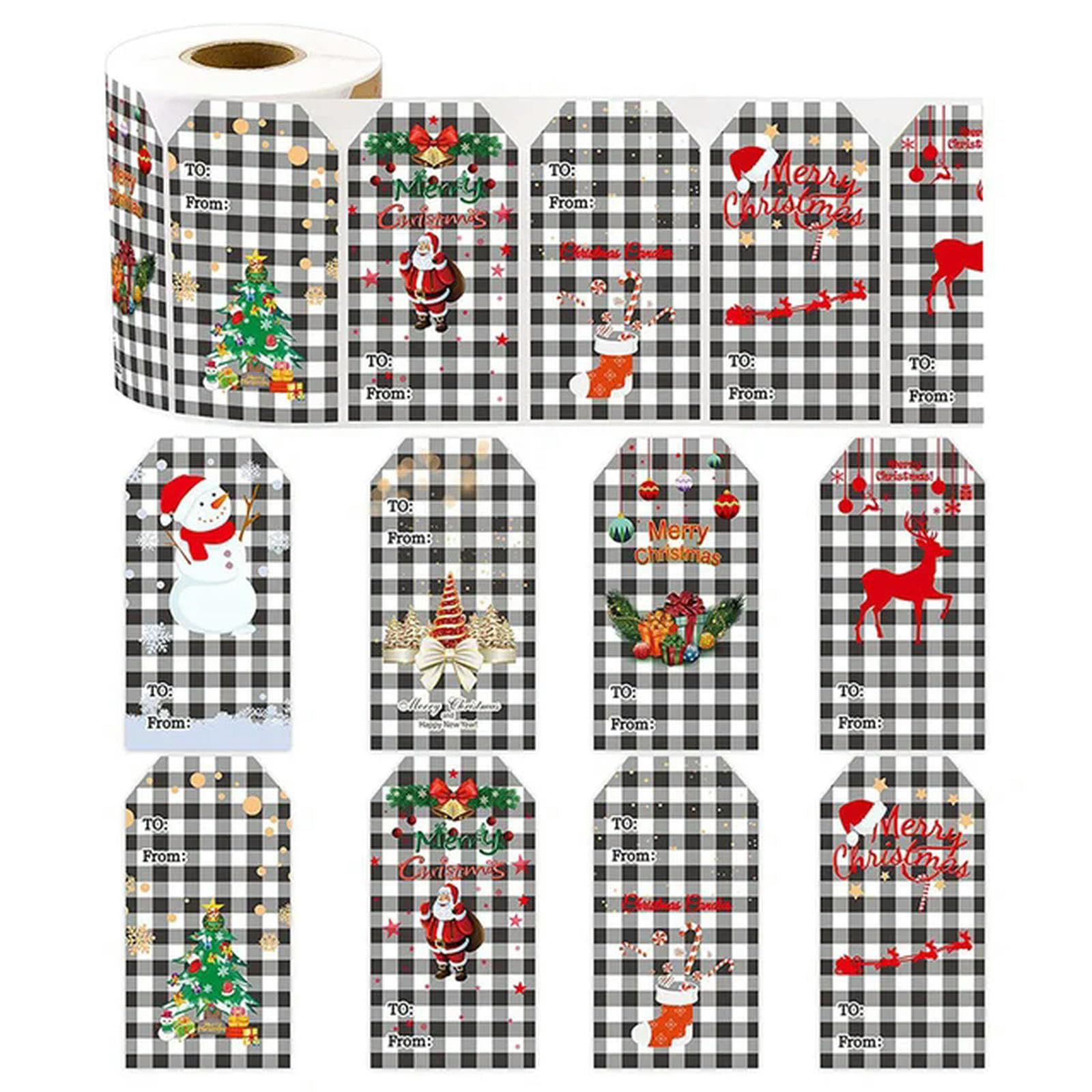 Kerststickers 300 stuks Merry Christmas Tags Kraft Papier Stickers Doos Wrapping Decor Seal Labels Kaart Kerst Gunsten Benodigdheden-D-300 Stks