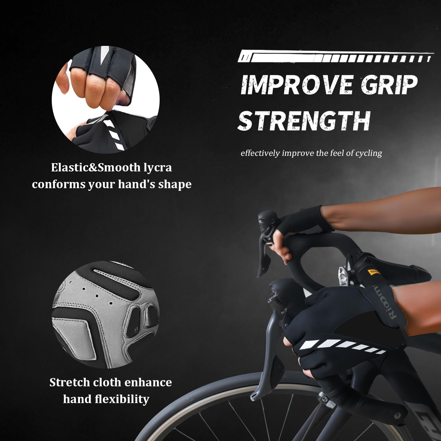 Cycling Gloves,Gel Padded Bike Gloves for Men Cycling,Anti-Slip & Shock-Absorbing Lightweight & Breathable Design Road Bicycle Half Finger for Women - Image 4