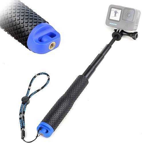Palo selfie extensible de 7 a 23 pulgadas para GoPro, mango impermeable, monopie para cámara de acción, poste de extensión portátil para GoPro Hero