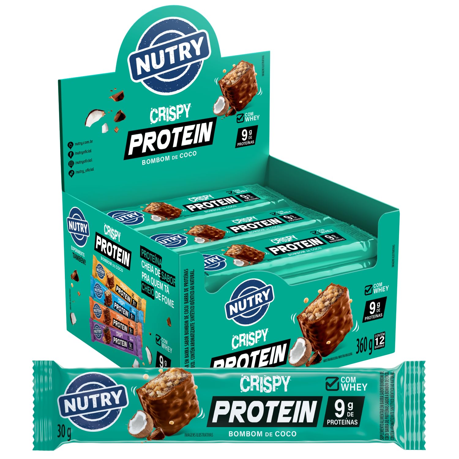 Nutry Barra de Proteínas Crispy Protein Bombom de Coco 30g - Display