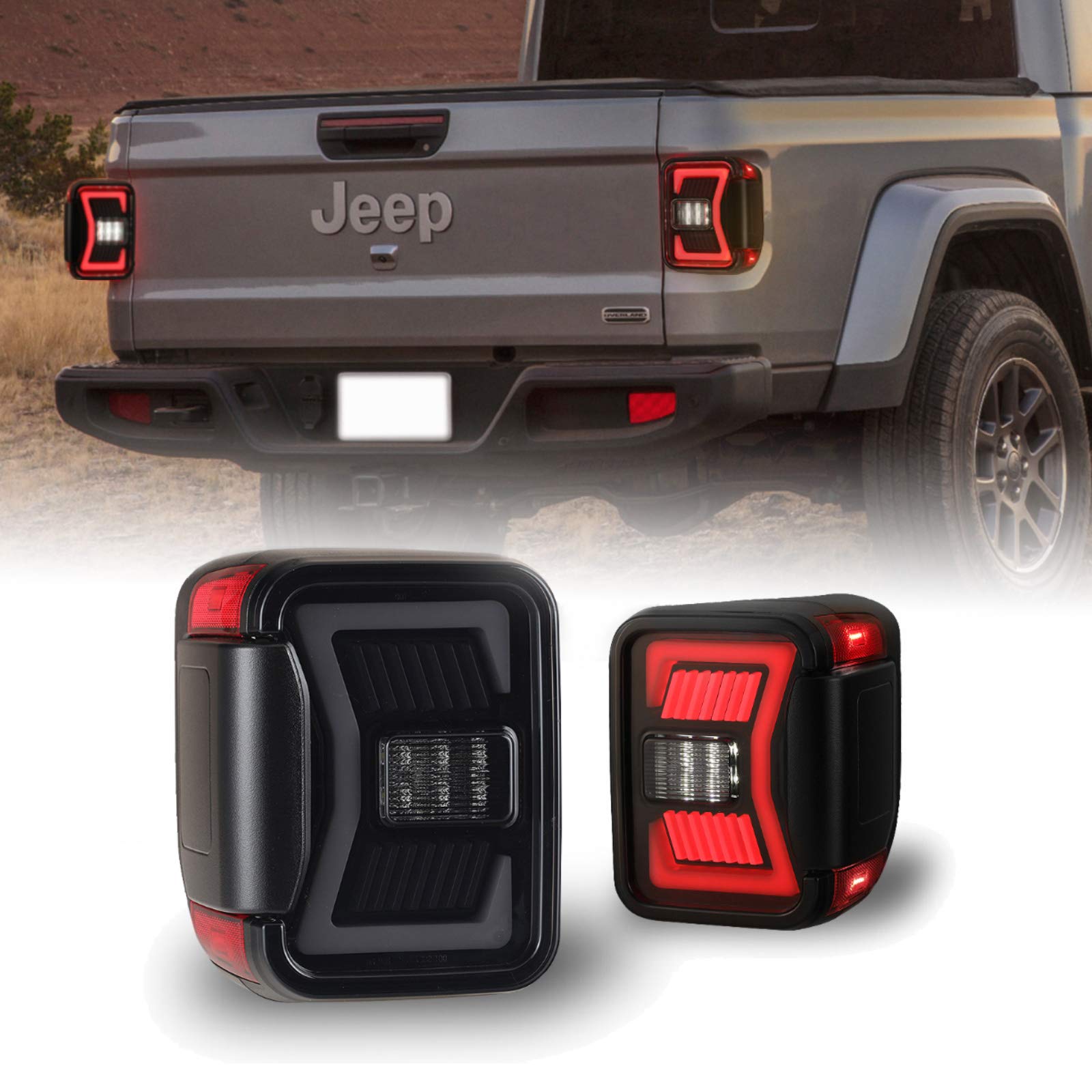 LED Sequential Tail Lights for 2019 2020 2021 2022 Jeep Gladiator JT