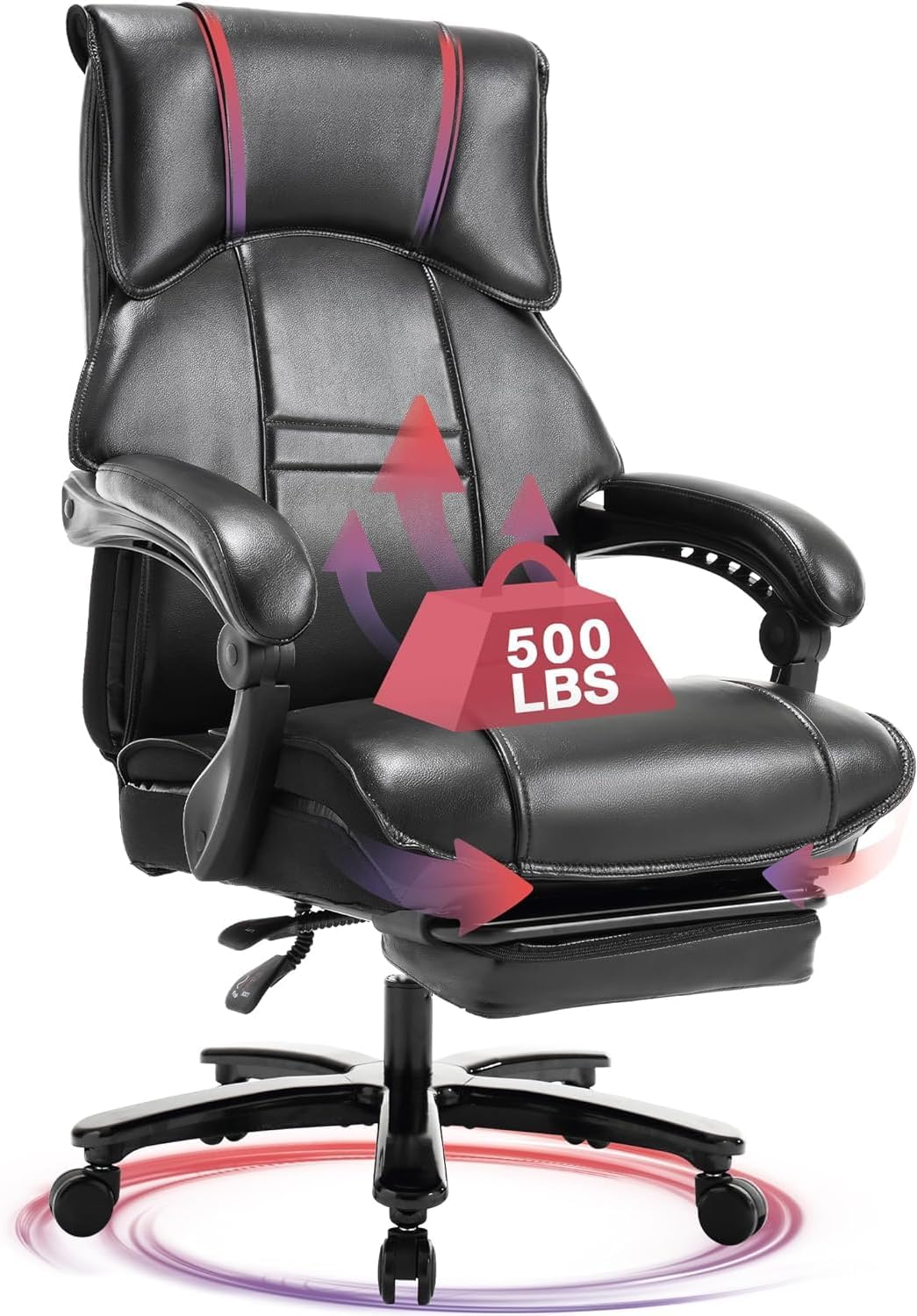 500lbs Big and Tall Office Chair Wide Seat for Heavy People