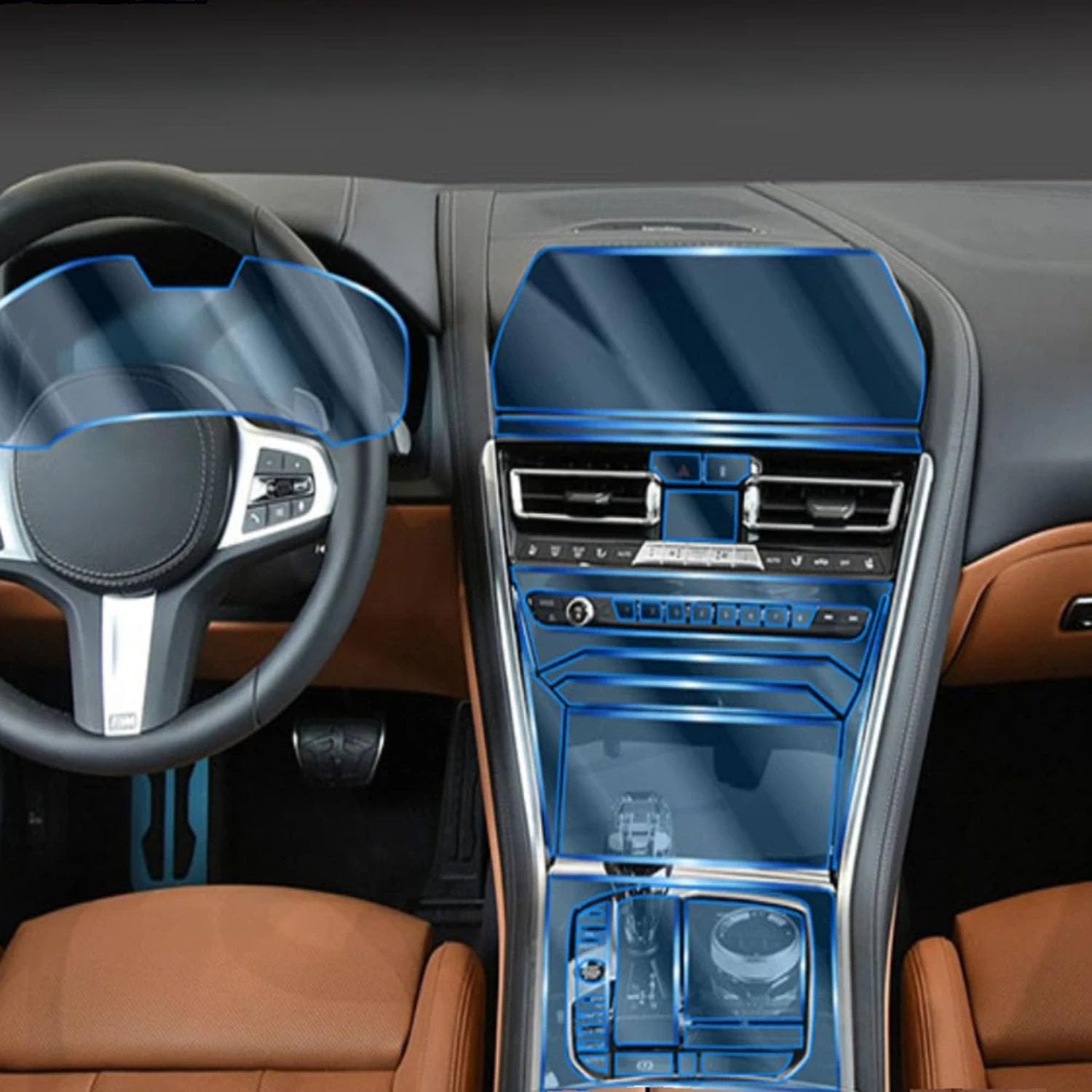 Film de protection anti-rayures pour console centrale BMW Série 8 G14 G15 G16 transparent