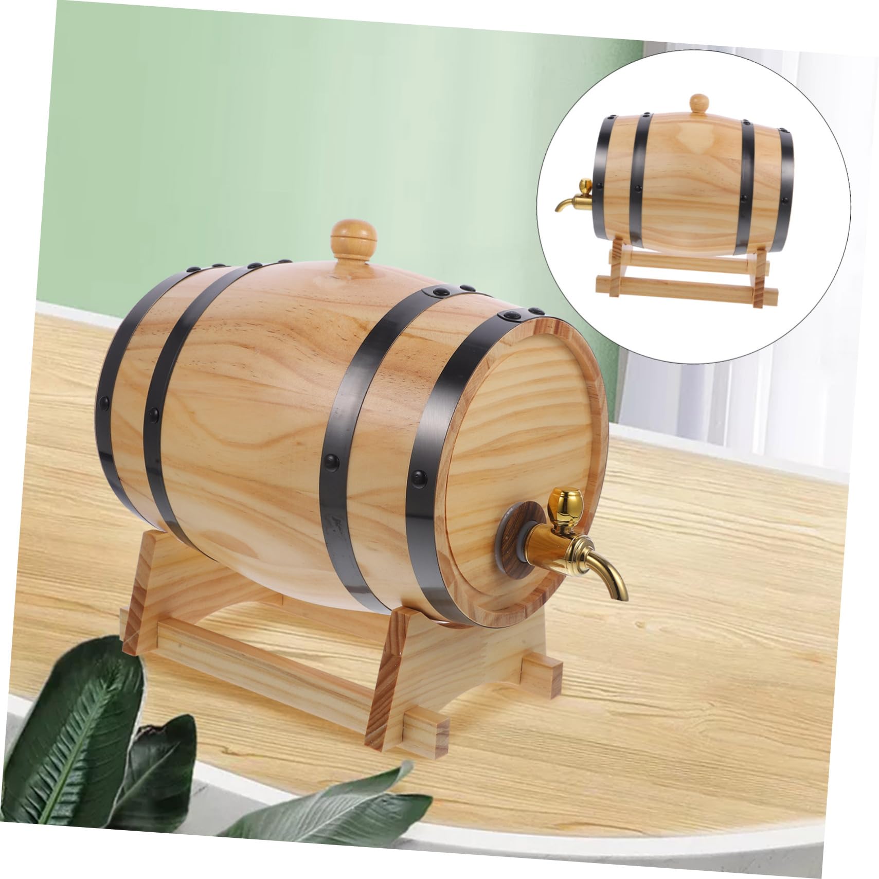 Dispenser per botte di vino in legno, 3 l, per birra e whisky, per vino, perfetto per feste e bar di casa, colore casuale