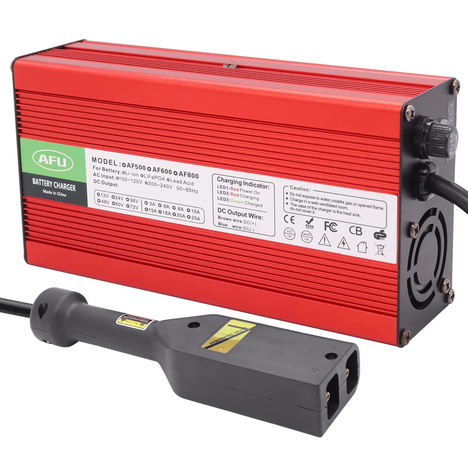 36V 10A Golf Cart Battery Charger Red Aluminium Powerwise Plug for EzGo TXT Medalist D-Plug