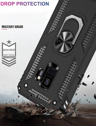 Miniatura 4 de IKAZZ Funda protectora para Galaxy S9, grado militar, a prueba de golpes, resistente, para pasar la prueba de caída de 16 pies con soporte