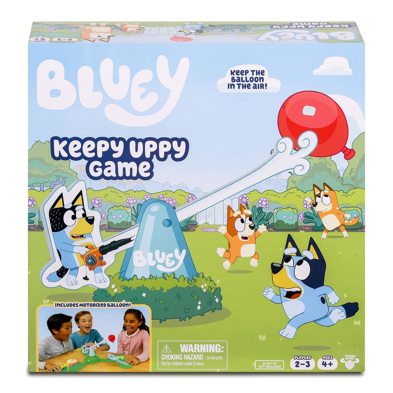 Bluey - Juego Keepy Uppy, Juego de la Serie de Bluey, Manten el Globo en el Aire para Ganar, Juego Motorizado que Gira y da Vueltas, para 2-3 Jugadores, Duración 10-15 Minutos, Famosa (EGB00000)