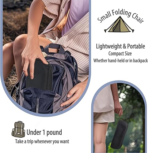 Miniatura 3 de Taburete portátil de 13 pulgadas, taburete plegable ligero y compacto de 1.0 libras, soporta 300 libras, estilo bolso de transporte, ideal para