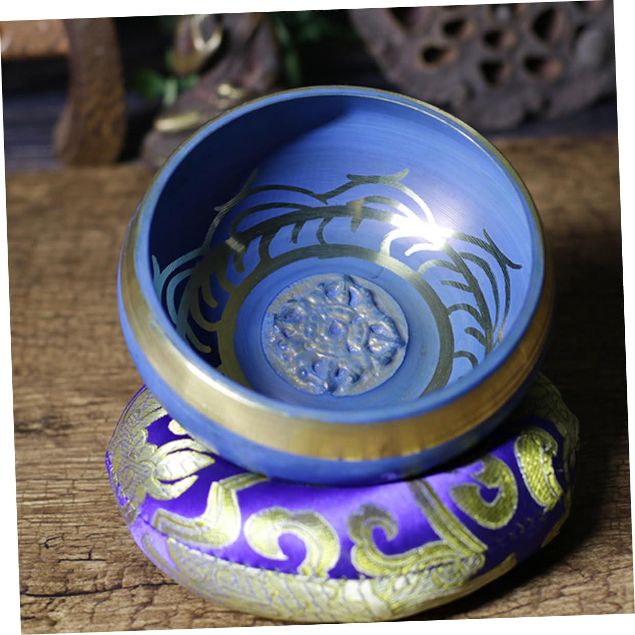 5 set di accessori per ciotole da meditazione Ciotola per il canto del Buddha Fornitura del buddismo Ciotole per musica da meditazione Ciotole tibetane Decorazioni Zen Decorare Ciotole per il suono