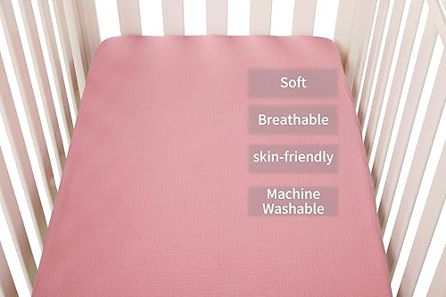 Miniatura 2 de Paquete de 2 sábanas de muselina para cuna, suaves y transpirables, para bebé, de 28 x 52 pulgadas, compatibles con colchón estándar de cuna y