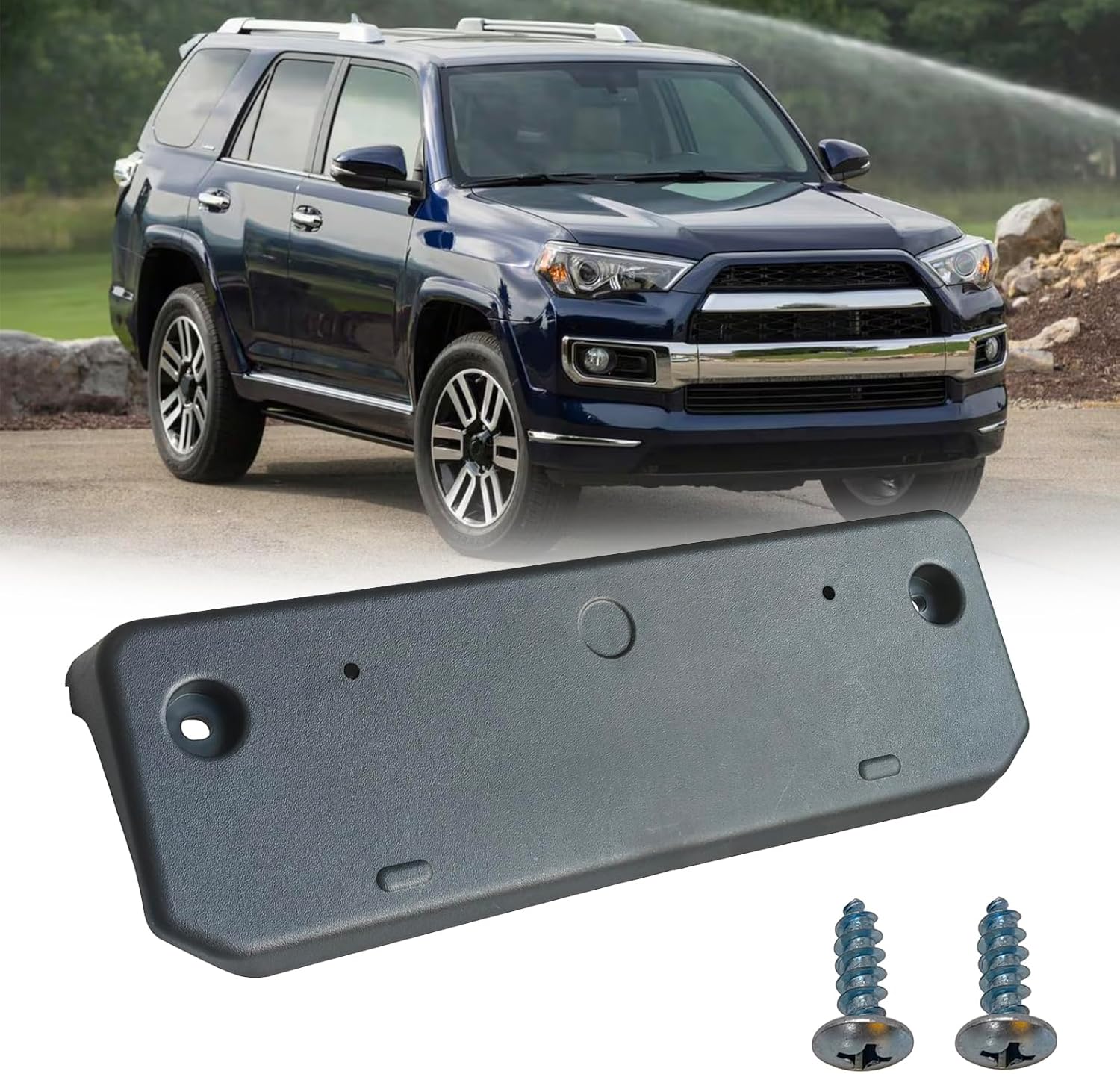 Front Bumper License Plate Tag Frame Mounting Bracket Holder Fits for 2014-2023 Toyota 4Runner Chrome Trim Replace 5211435050 TO1068133