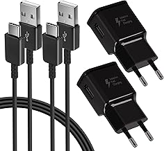 KAIMENGLONG Pack of 2 Adaptive Fast Charger Power Supply with 1.5 m USB Type C Charging Cable for Samsung Galaxy S21/S20/S20+/S10/S10+/S10e/S9/S9+/S8/S8Plus/Edge/Active/Note 8/9