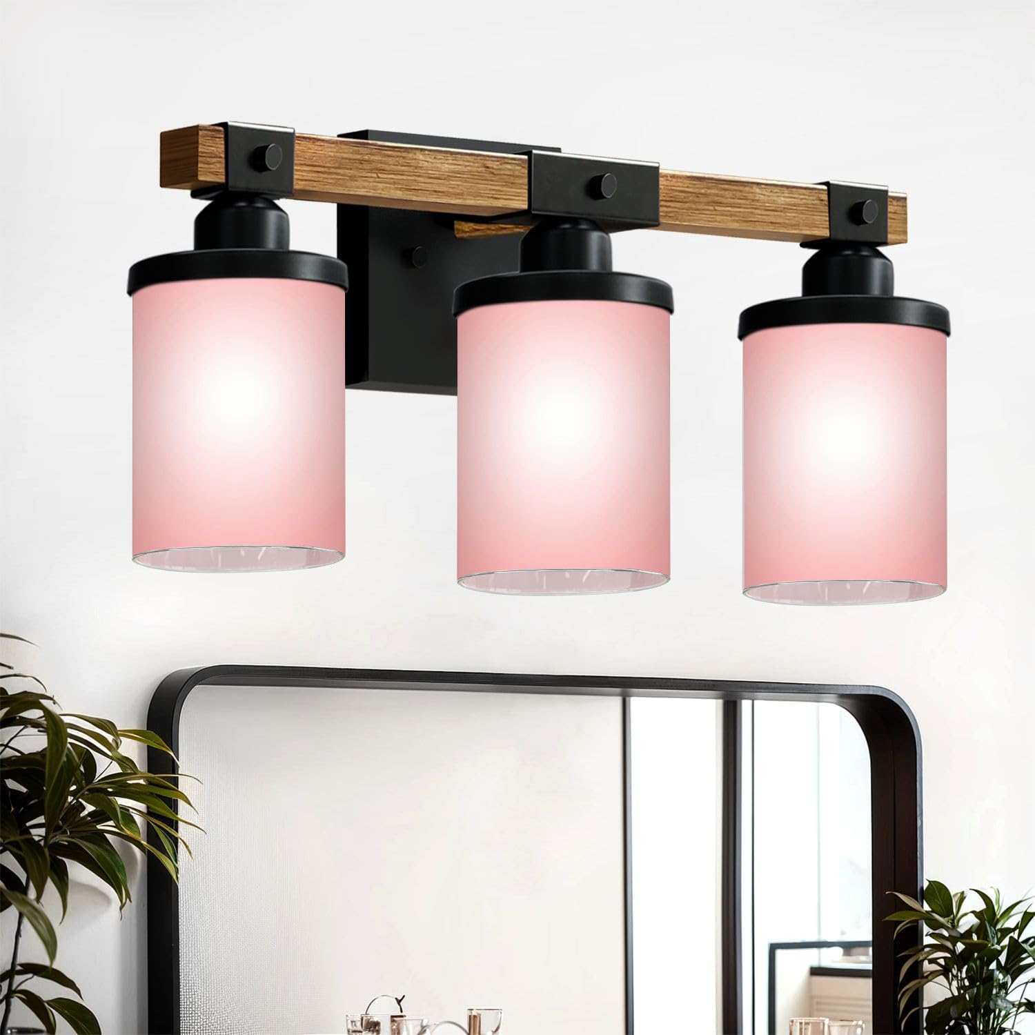 Vanity Lights for Bathroom Wall Lights for Bedroom Living Room Abstract Pink Morden Bathroom Light Fixtures Wall Sconces 3 Light Home Decor