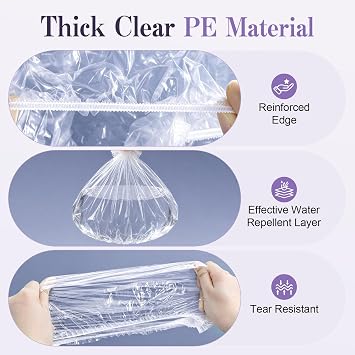 150 Pcs Shower Caps, Large Thick Plastic Hair Cap for Women Men
