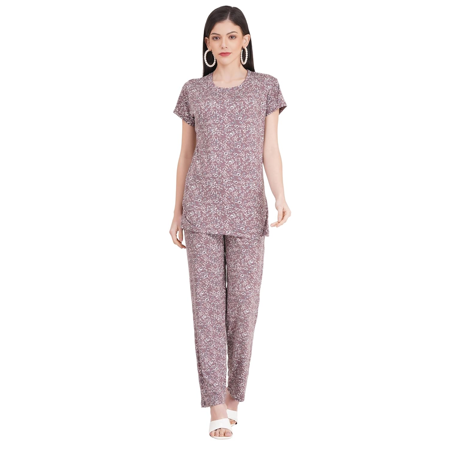 Tulzott Women's Pure Cotton Top & Pyjama Set - Printed Nightwear and Loungewear, Comfortable Night Suit for Sleep and Rela...