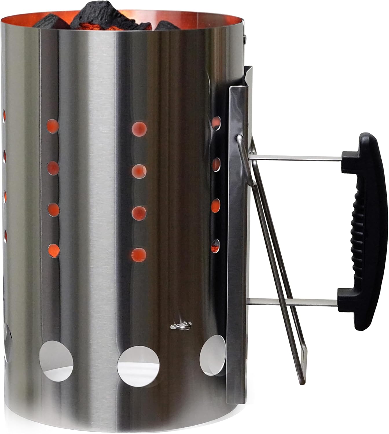 The Bincho Grill Stainless Steel Charcoal Chimney Starter – Perfect for Binchotan Charcoal & All Lump Charcoals, Built for Extreme Heat, Rust Resistant, Heat Shield Handle