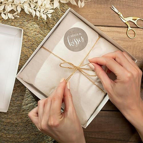 Miniatura 3 de Andaz Press Etiquetas adhesivas personalizadas de gota de chocolate para boda, abrazos y besos, impresión de arpillera, paquete de 216, para