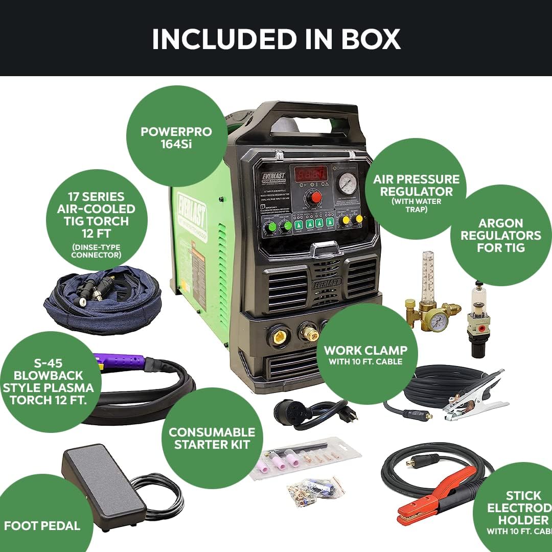 Everlast PowerPro 164Si 160Amp TIG Stick Pulse 40Amp Plasma Cutter 110v/220v Multi Process Welder