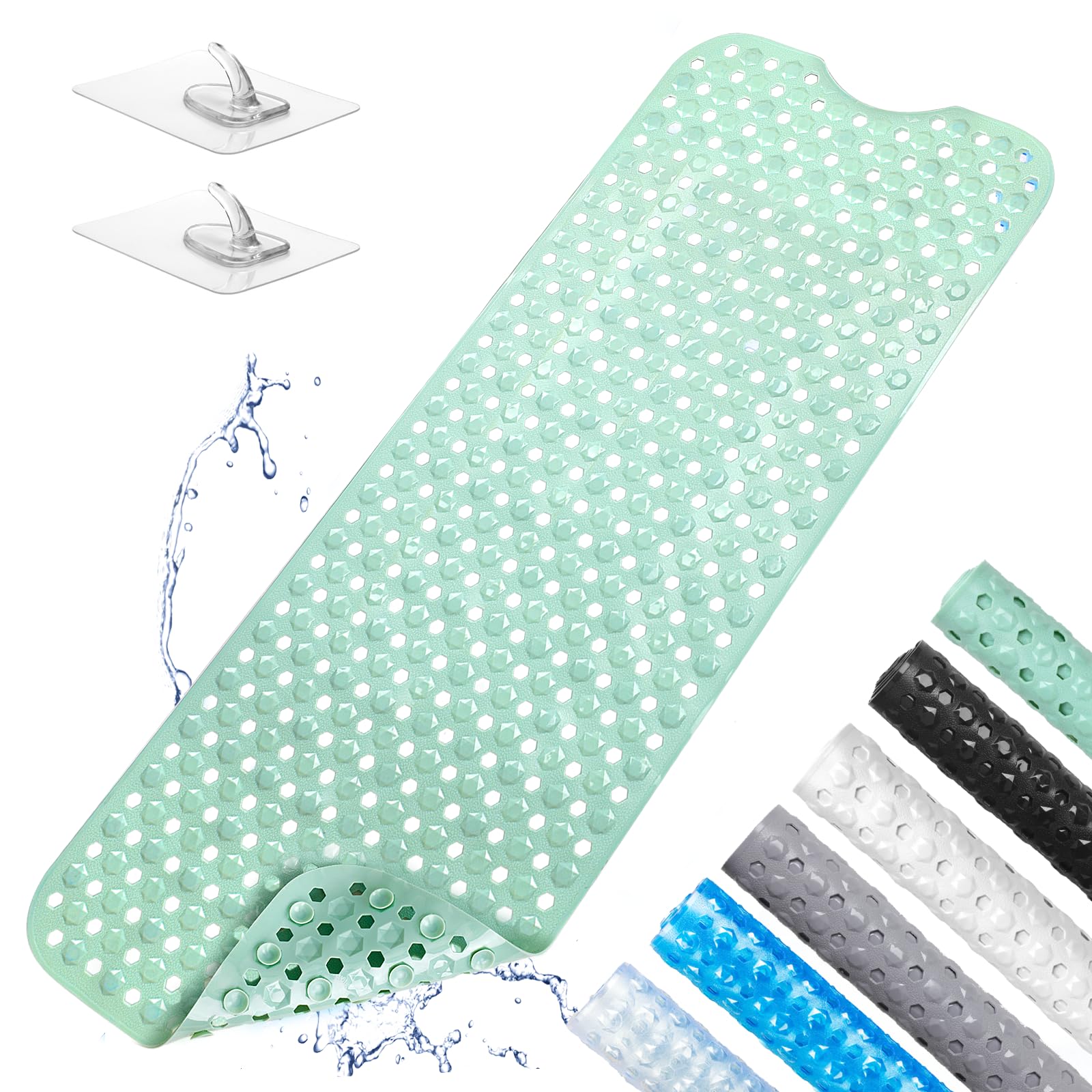 100x40cm Tappetino Doccia Antiscivolo, Tappetino Antiscivolo Vasca da Bagno, Senza BPA e Sensibile alla Pelle, Resistente Alla Muffa e Lavabile in Lavatrice in PVC (Verde Chiaro)