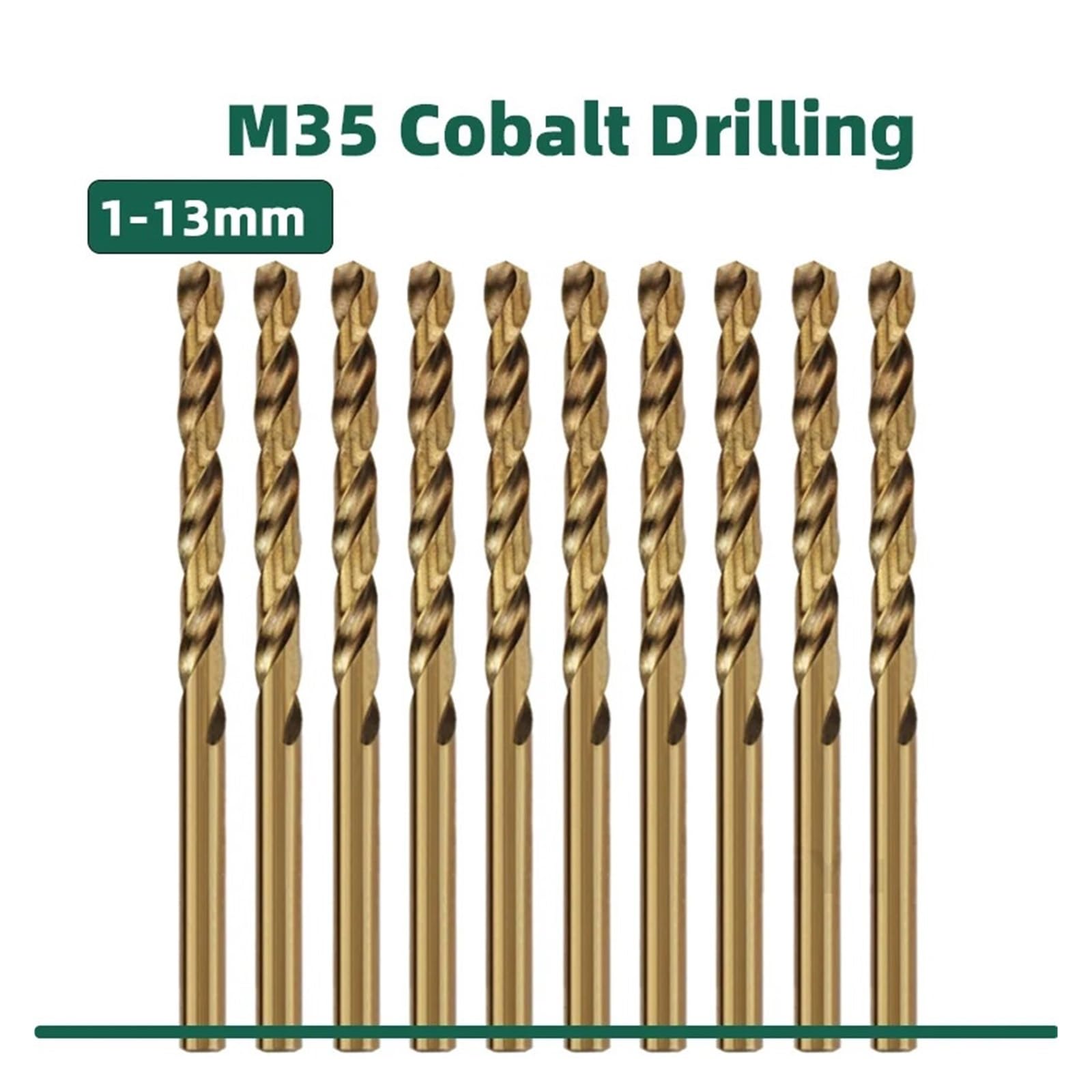 Juego de brocas de acero de alta velocidad con cobalto M35, brocas helicoidales resistentes de 5 piezas, adecuadas para perforación de metal, acero inoxidable y metal duro(13.2mm)
