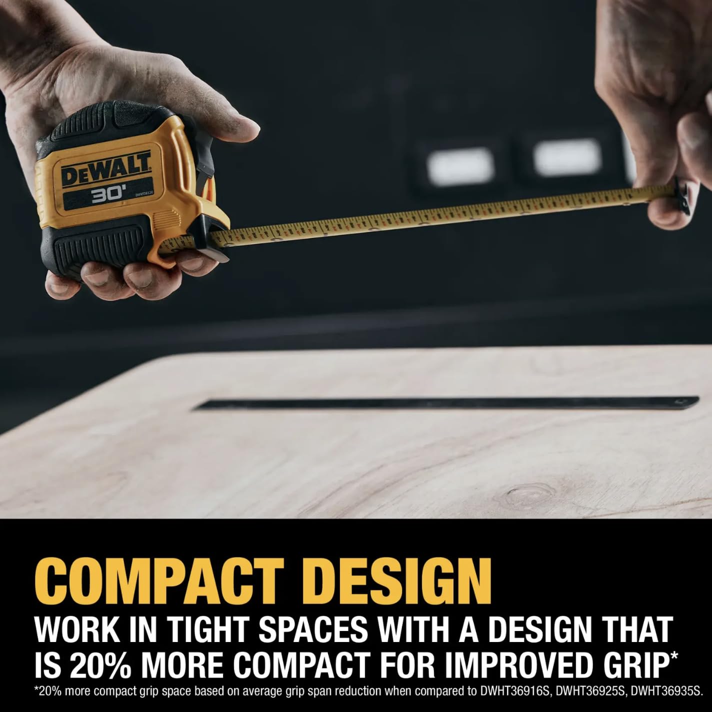 DEWALT, DWHT38130S, Atomic Compact Series, Cinta métrica de 9 m