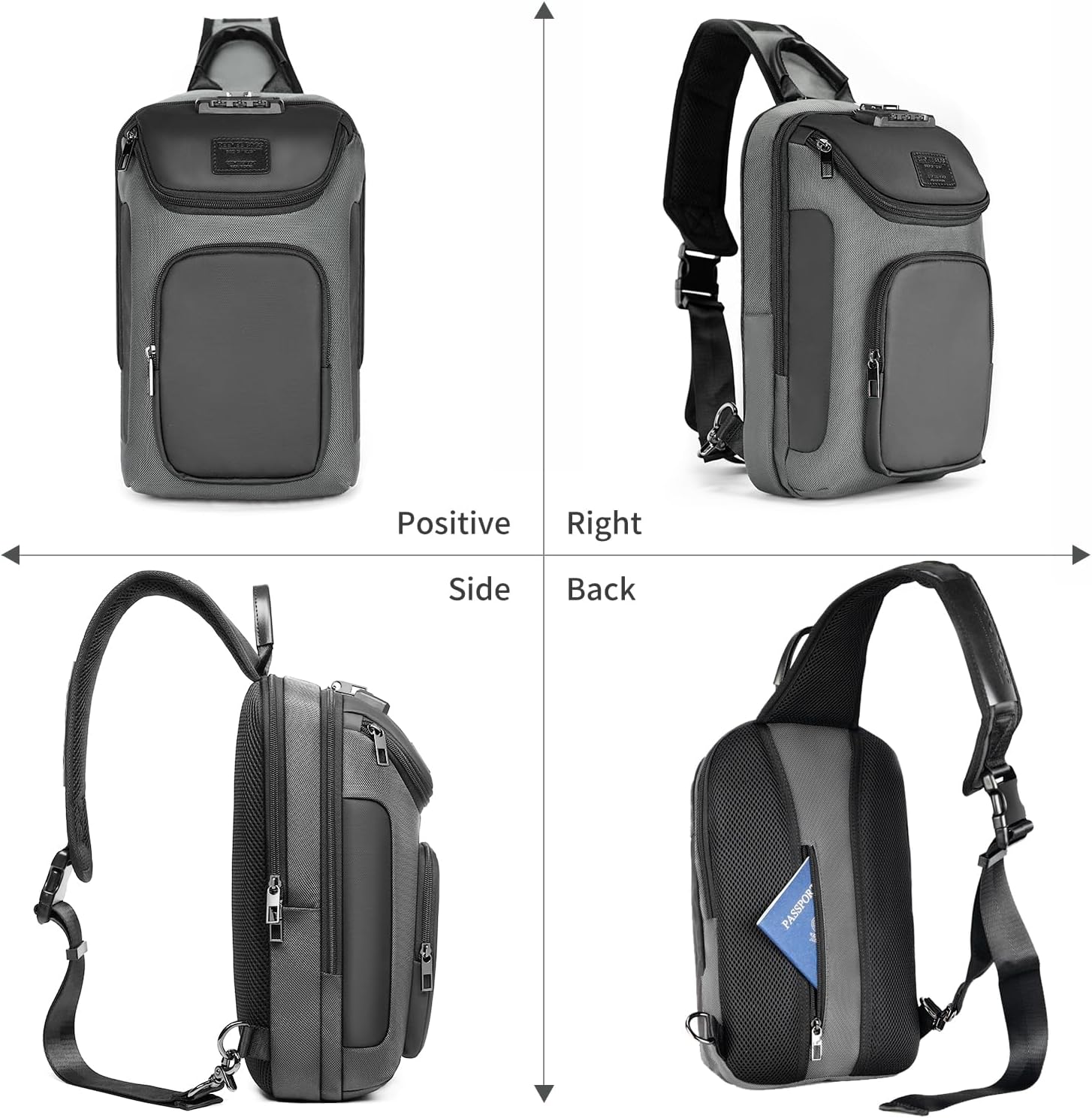 reeyee Anti-Theft Sling Bag with Lock, Waterproof Crossbody Backpack Fits 11 inch Tablet, Men's Shoulder Chest Bag - Image 9