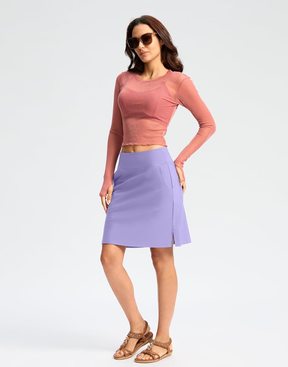 Viodia Women's 20" Long Swim Skirt Skort High Waisted Modest Bathing Suit Swimsuit Bottoms Beach Tankini Bikini with Skirt - Image 6