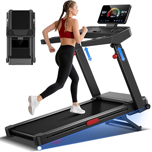 LONTEK Treadmill with Auto 20% Incline, Treadmills for Home, Portable Treadmill with 400lb Capacity Weight, 3.5HP Quiet Running Machine with Adjustable Handle Height, 42.5"× 16.2" Widen Running Area