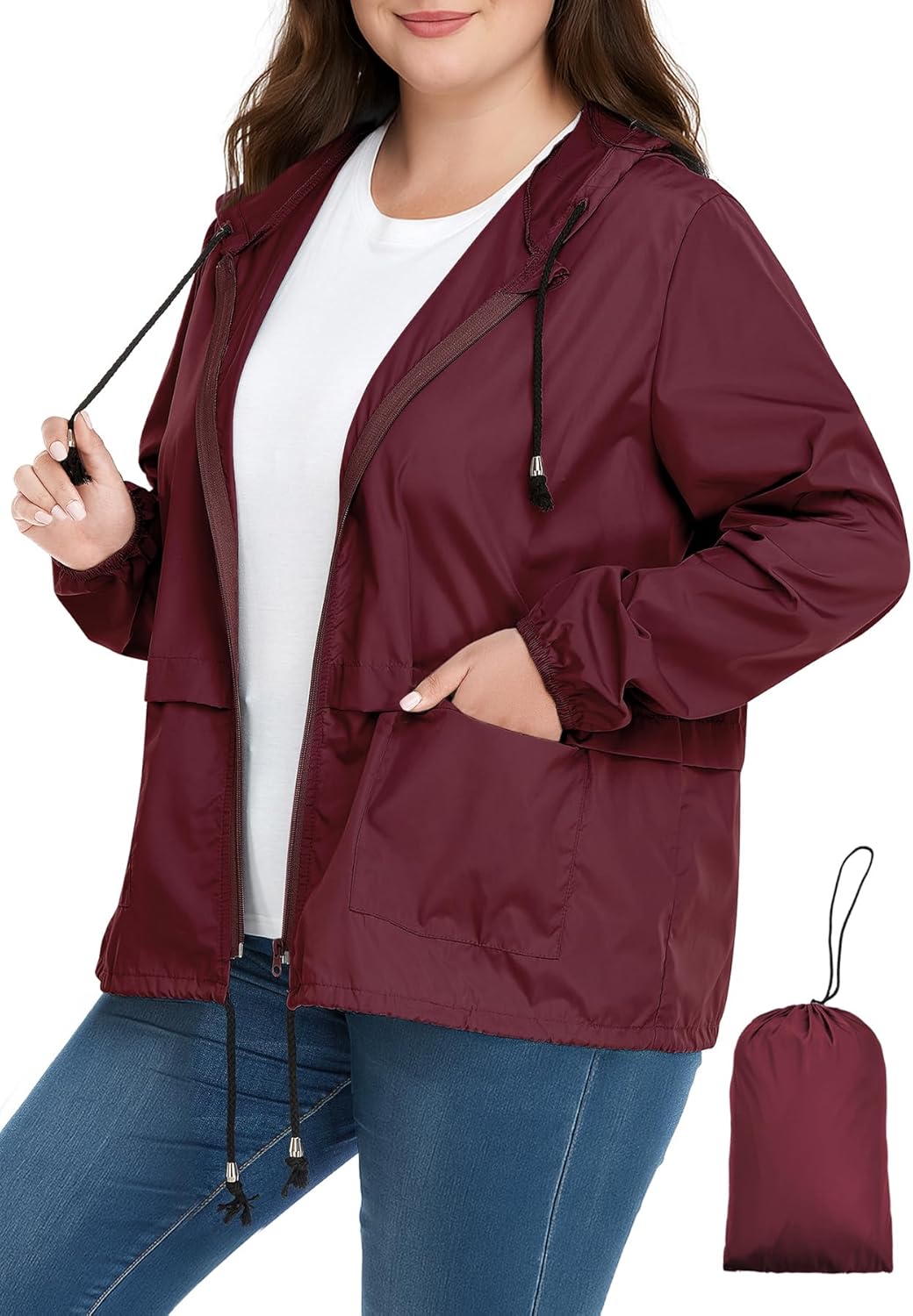 Lightweight Waterproof Plus Size Women’s Rain Jackets – Packable Windbreaker