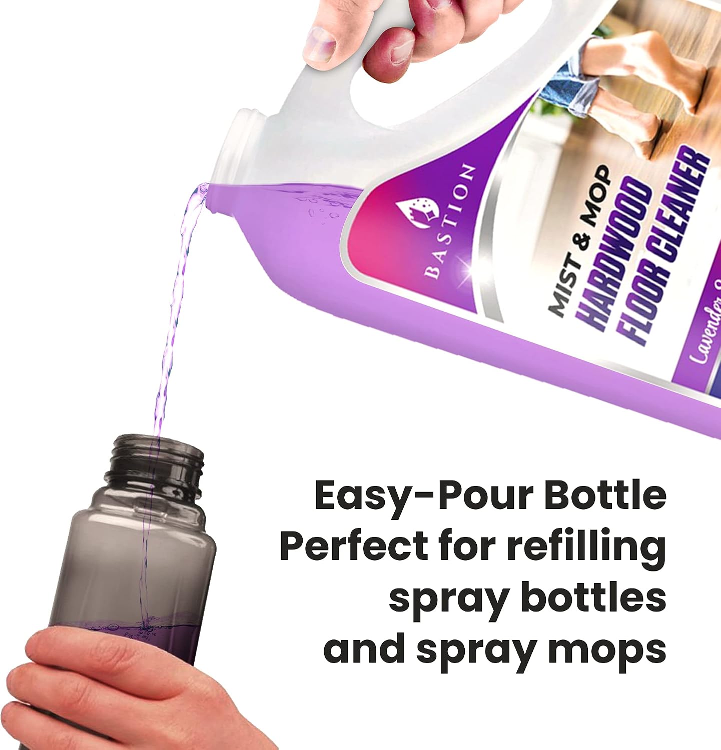 Hardwood Floor Cleaner - Ready-To-Use Solution - Multi-use - Water Based Liquid, Safe, Gentle, & Natural - For All Wood & Laminate Flooring - Lavender Scent