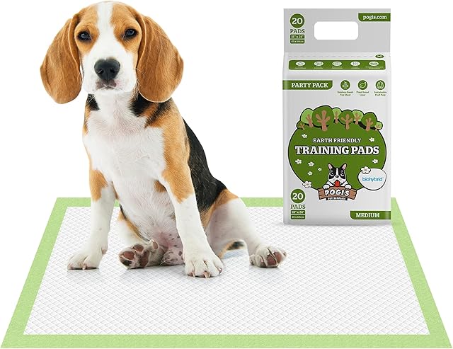 Pogi's Training Pads - Medium, Super-Absorbent, Puppy Training Pads with Sticky Tabs for Small to Medium Sized Dogs (Medium - 45 x 60 cm, 20-Count)