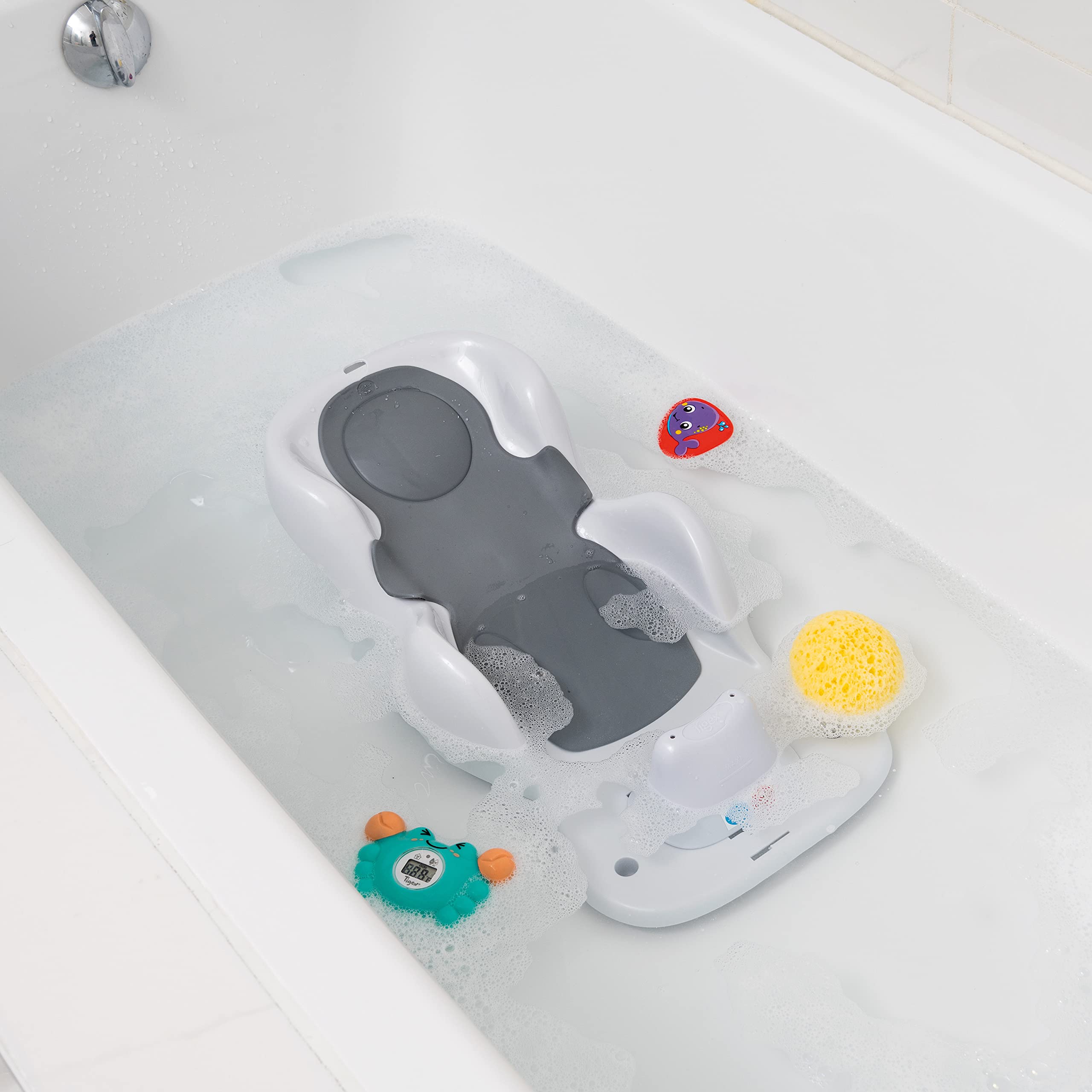 Tigex Transat de Bain bébé Évolutif Collexion 0-6 Mois 28 x 58 x 16,5 cm Gris Perle