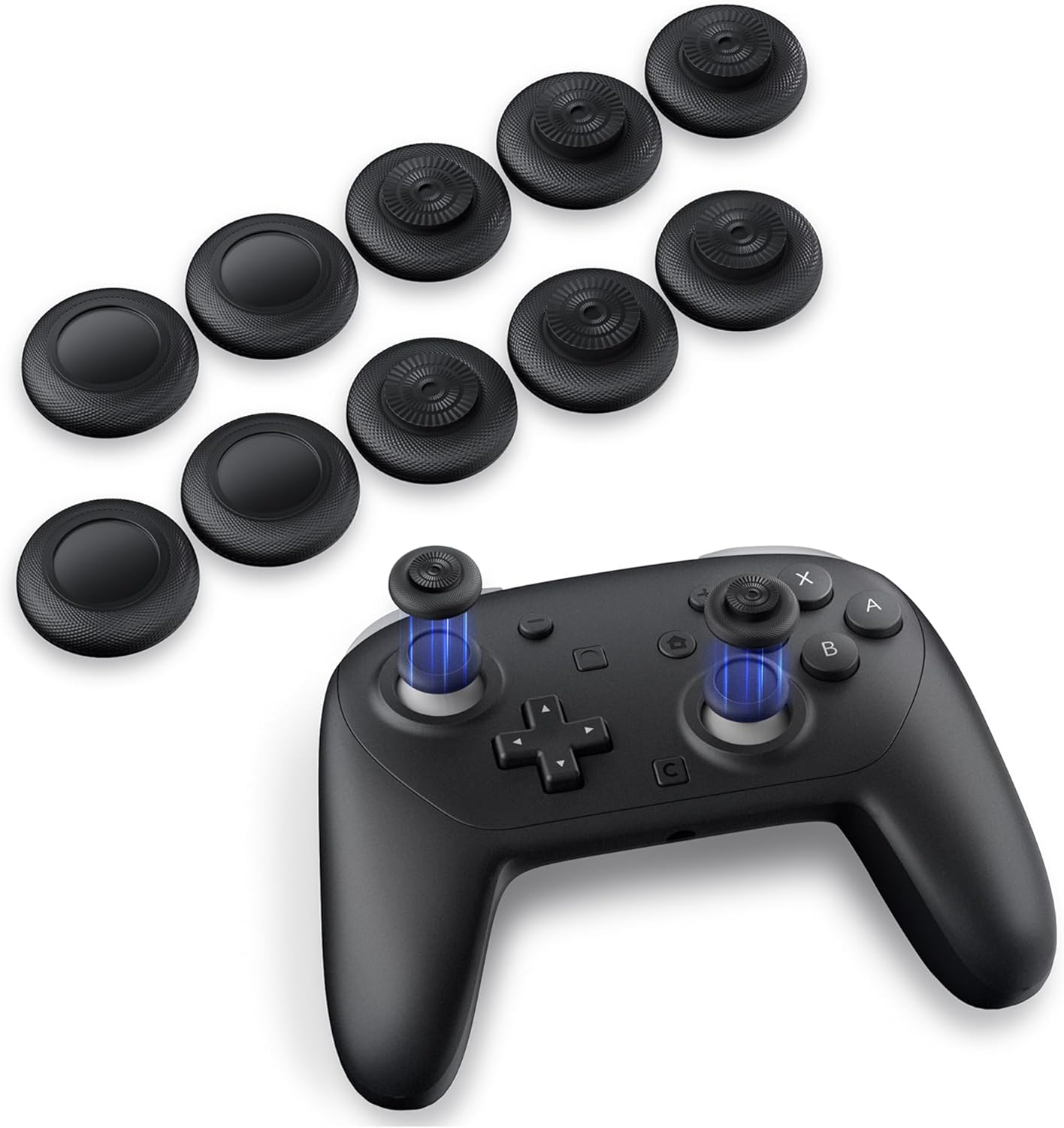 NEWDERY Thumb Grips for Nintendo Switch 2/Switch Pro Controller, Anti-Slip Silicone Joystick Caps, Ergonomic Button Covers for Enhanced Precision, Comfort & Protection, Durable Stick Grips (12 Pack)