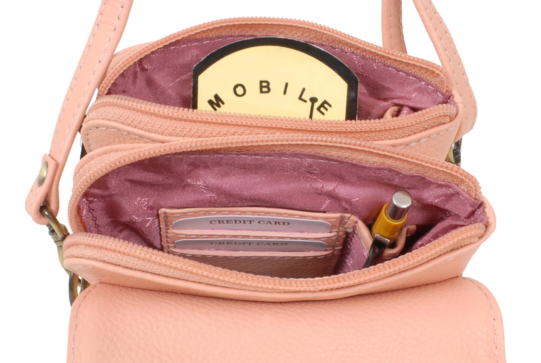 Catwalk Collection Handbags - Mini Bolso Bandolera de Piel - Bolso Pequeño Porta Móvil - Bolsito de Verano para Mujer - Billie