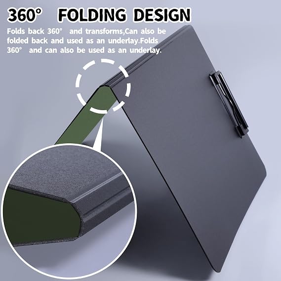 FRETONBA Clipboard A4 with Double Clips, Foldover Clip Board with Cover