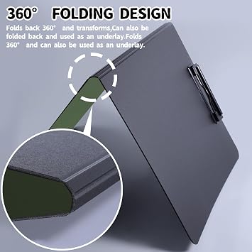 FRETONBA Clipboard A4 with Double Clips, Foldover Clip Board with Cover