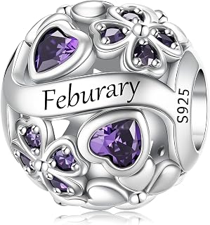 LNQOBU 925 Sterling Silve Lucky Birthstone Charm for Bracelets, With 5A Cubic Zirconia Birthday Charms Dangle Pendant Bead for Pandora Bracelets and Necklaces