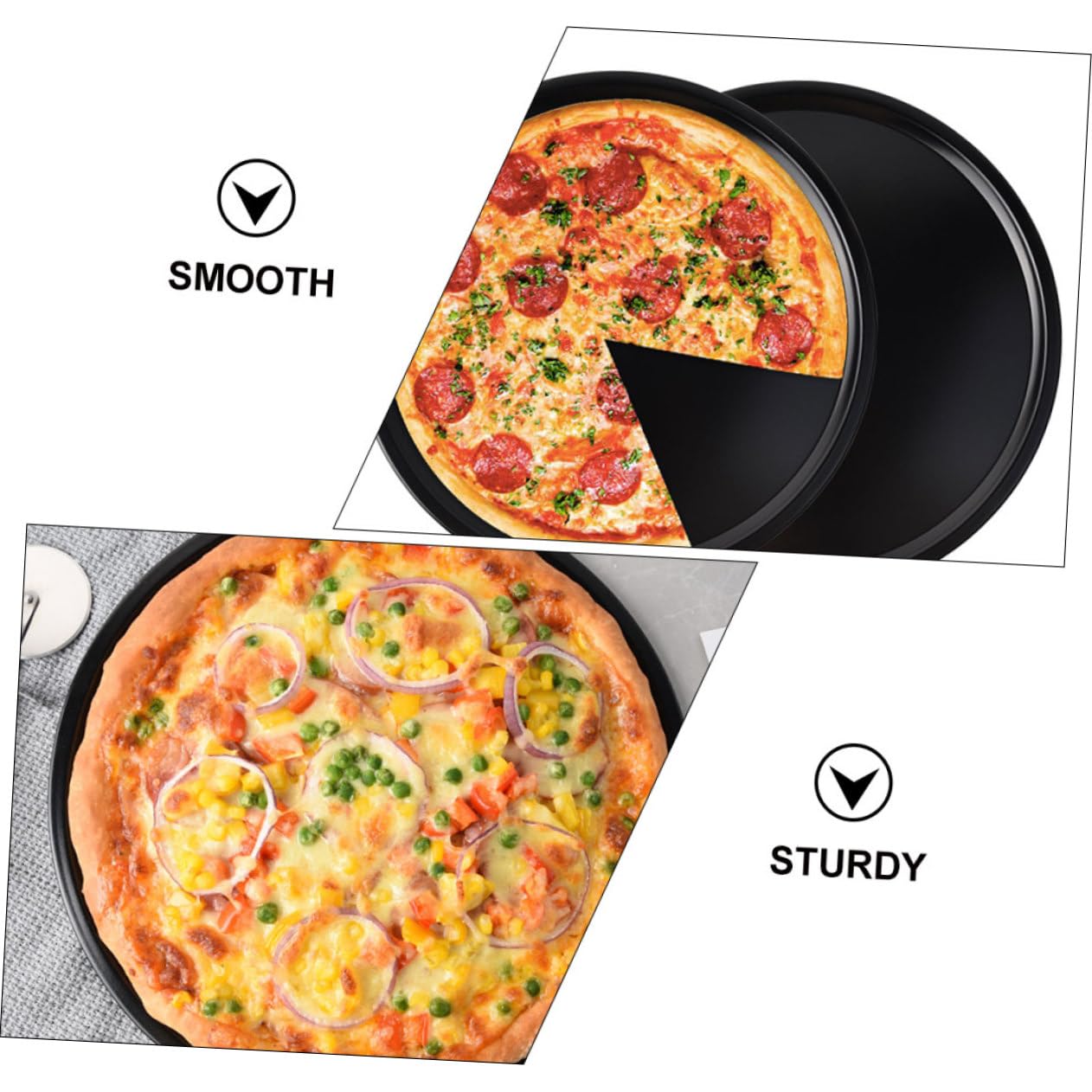 Kuchenformen, Backformen, Pizza-Backform, Küche, Pizzaplatte, Metall-Pizza-Pfanne, Backwerkzeug, Antihaft-Ofenform, runde Kuchenform, Backformen, Backform/Kuchenform, Pfannkuchen, Kohlenstoffstahl-Tab