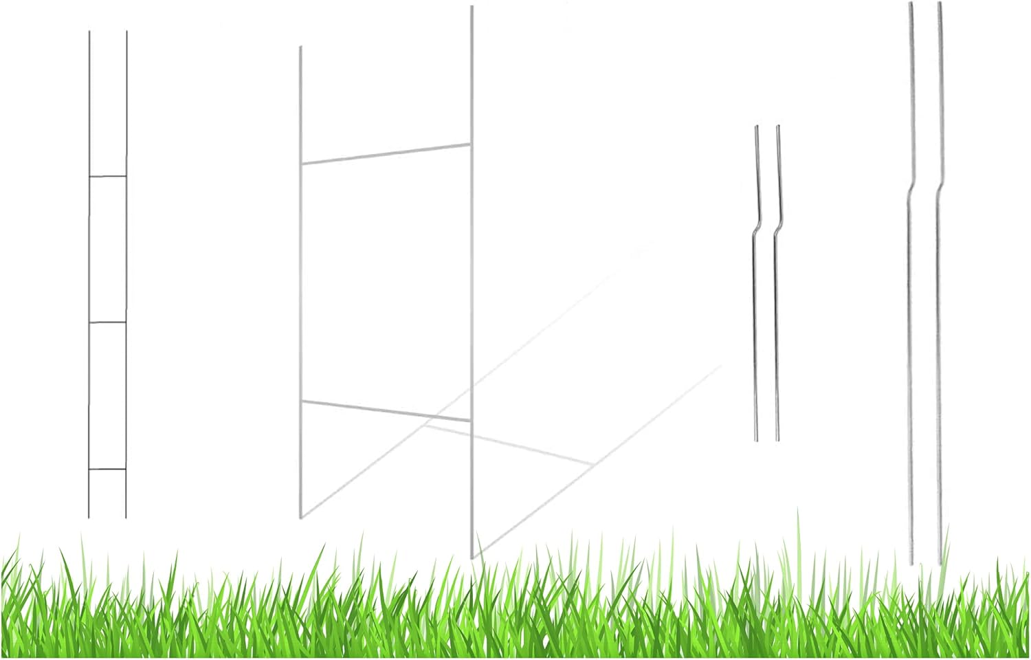VictoryStore Yard Stake Bundle Includes 12" Stakes Pairs, 24" Stakes Pairs, Standard and Slim H-Frame Yard Stakes, Use with 4 mm Corrugated Signs (10 Each: Slim H, Standard H, Short Pair, EZ Pair)