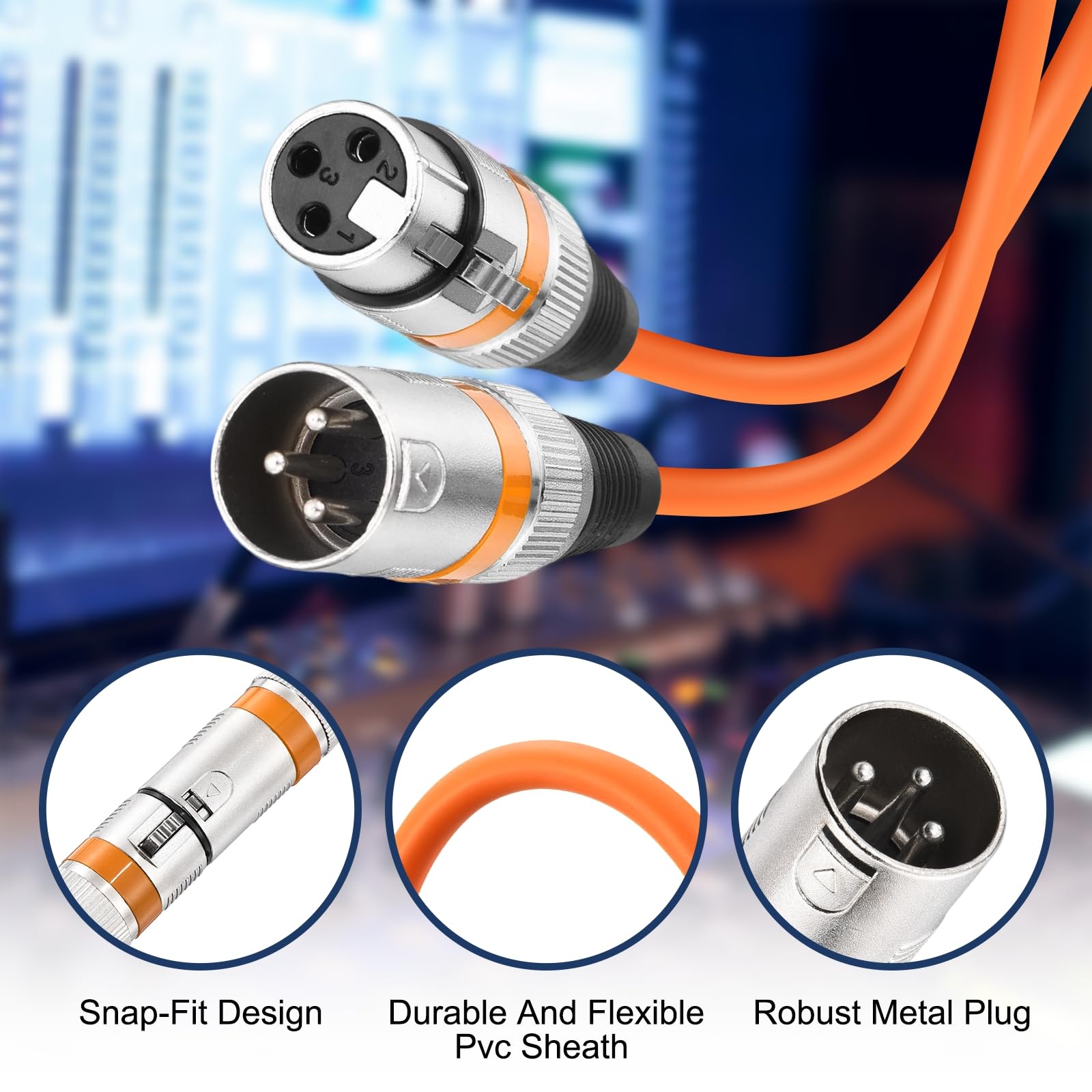 QUARKZMAN 6 Pcs Cables XLR, 6.5 Pies Cable De Micrófono XLR Macho A Hembra 3 Pines Accesorios De Micrófono Balanceado Parche Altavoz Para Estudios De Grabación En Viviente Mezclador