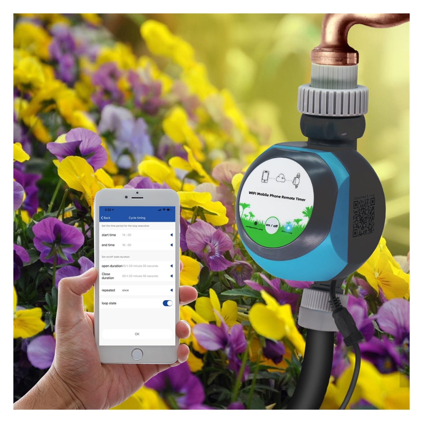 Wifi Kompatybilny Z Bluetooth Zegary Podlewania Inteligentny Kontroler Zraszaczy Automatyczny Zawór Nawadniania Kropelkowego Woda Telefon Bezprzewodowy Pilot(2B+60A controller)