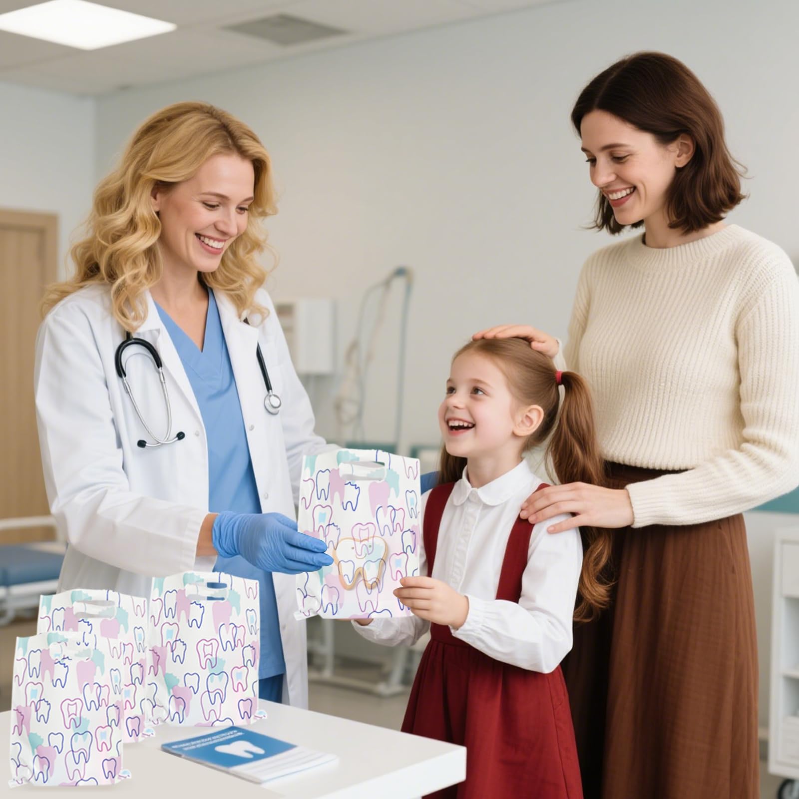 Bolsas dentales con asas 8.3 x 9.5 pulgadas paquete de 50 para pacientes dentistas clínica