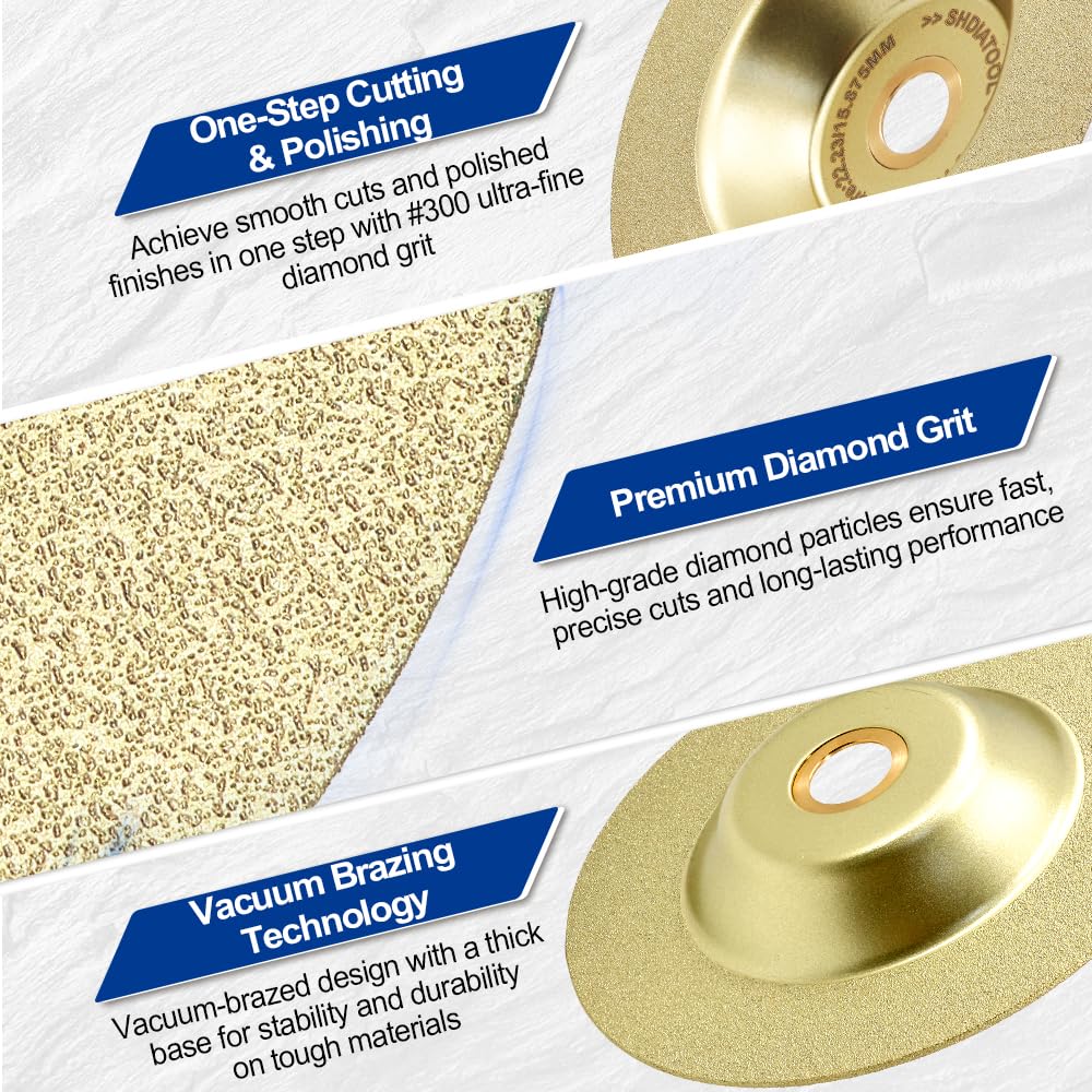 SHDIATOOL Disco de diamante de 125 mm – Disco para corte de porcelana, mármol y cerámica para amoladora angular y sierra circular – Cortes profesionales (paquete de 3)