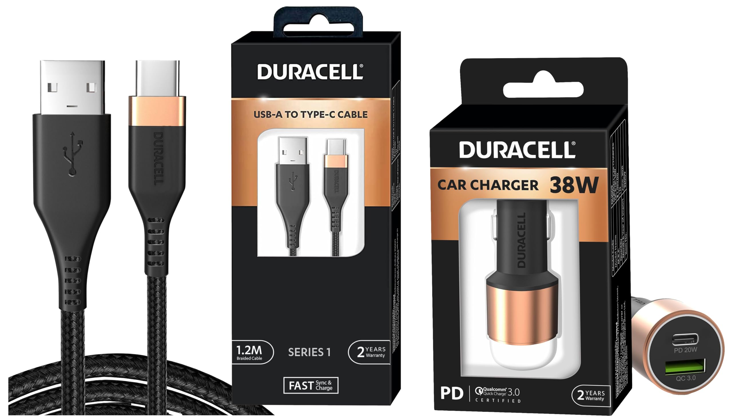 Duracell Car Charger 38 W with Series 1 - A to C Cable - Tablets, Black-picture-17