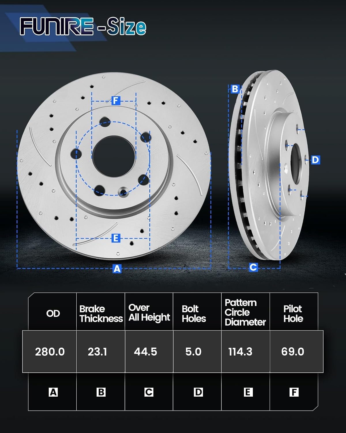 Front Brake Kit, Brake Rotors and Ceramic Brake Pads Compatible with Hyundai Elantra,Elantra GT,Veloster,Elantra Coupe,Kia Forte,Forte Koup | Geomet Coated|Front Brake Rotors