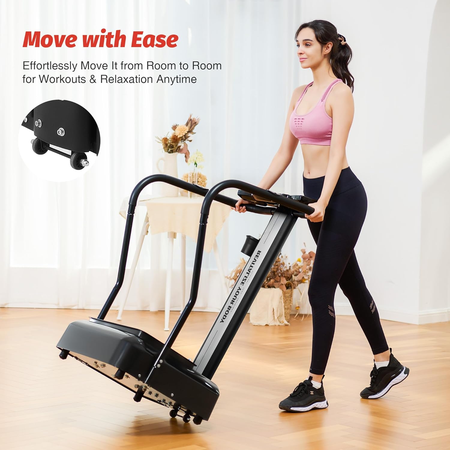 User moving ZELUS Vibration Plate Exercise Machine LCF with ease