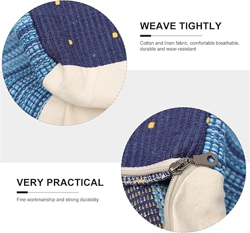 Miniatura 4 de UPKOCH Taburete cuadrado hecho a mano, otomano, cojín de piso de almacenamiento, para sala de estar, dormitorio, cojín de lino de algodón, cojín de