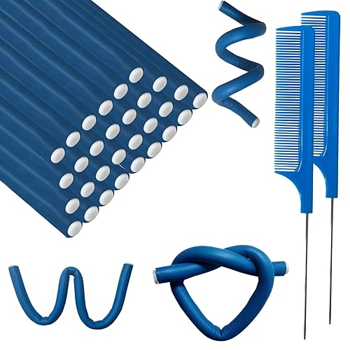 Miniatura 12 de 60 varillas rizadoras flexibles, 9.45 x 0.31 pulgadas, rodillos de espuma para cabello largo y corto, para mujeres y niñas, rizadores de pelo sin