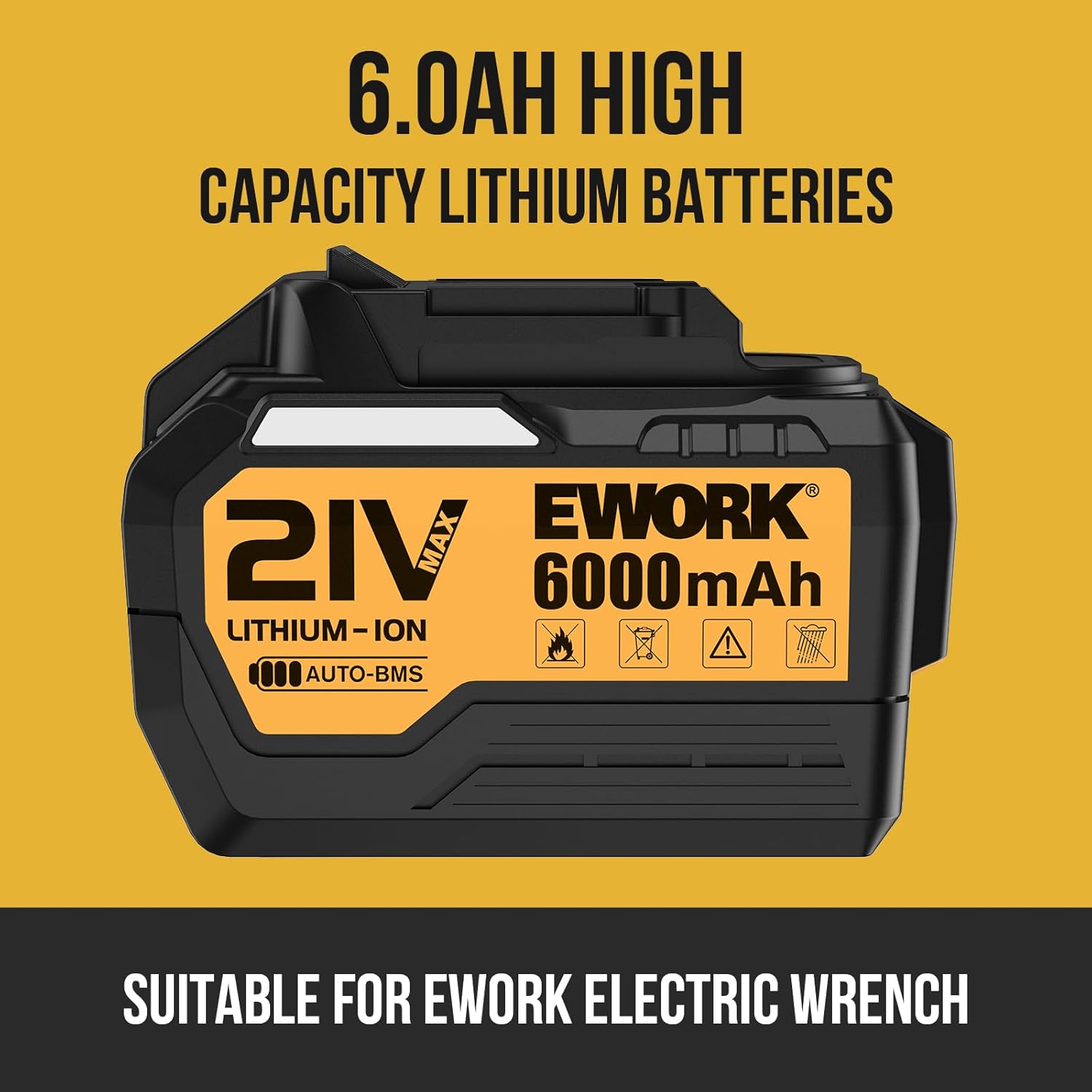 EWORK 6.0Ah Lithium-Ion Battery for 20V/21V Max Series Cordless Power Tools - EK-6.0B