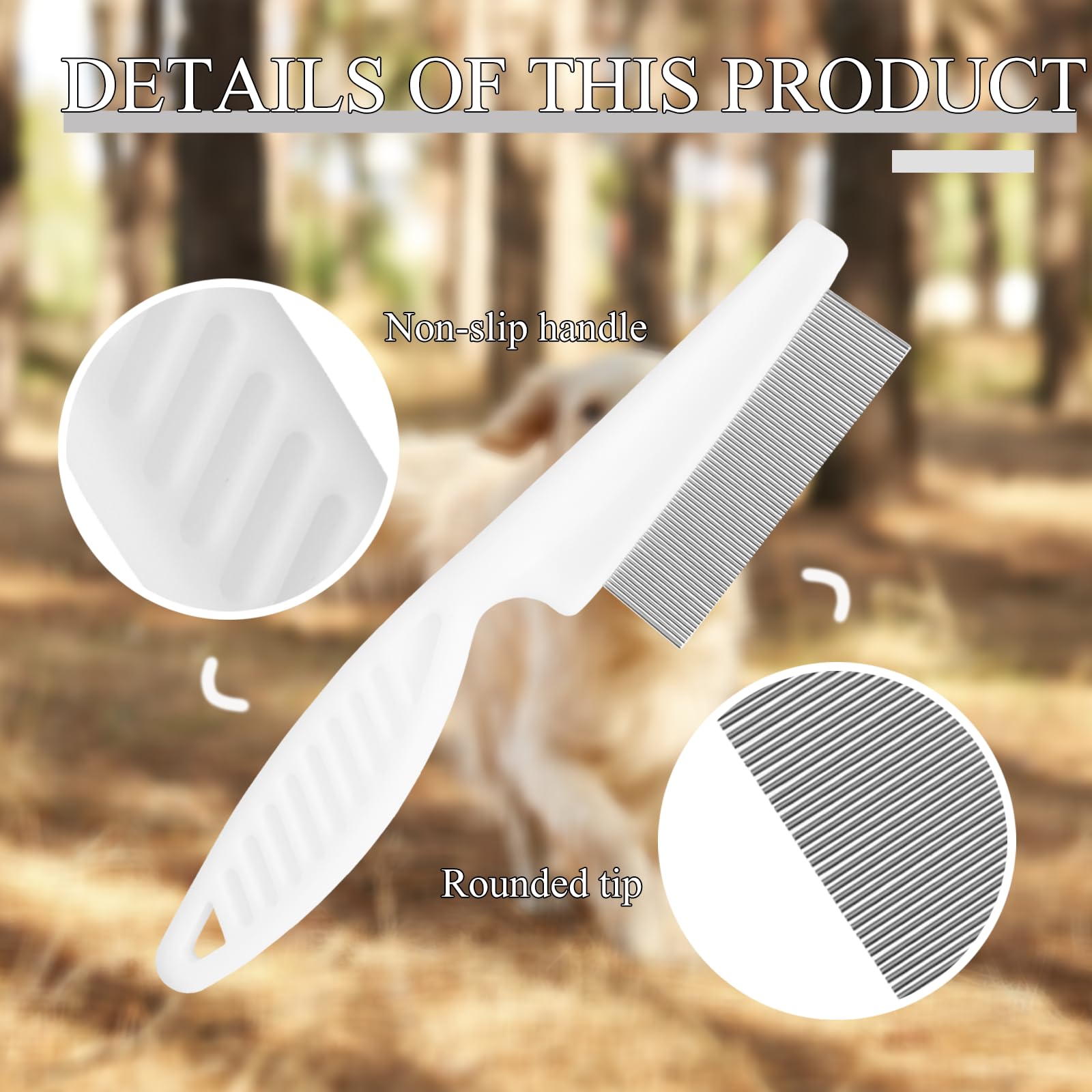 FlyWave Peigne pour Chien et Chat, Anti-Puces, Idéal pour Poils Longs et Courts, Démêle et Nettoie, Durable et Ergonomique, Convient à Tous Types de Poils